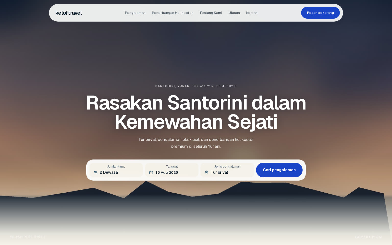 Contoh beranda keloftravel: tur privat dan helikopter di Santorini
